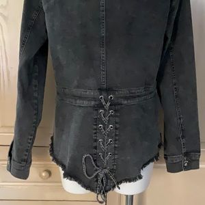 VENUS Lace-Up Back Denim Top SHACKET Black Wash SZ 16 NWOT